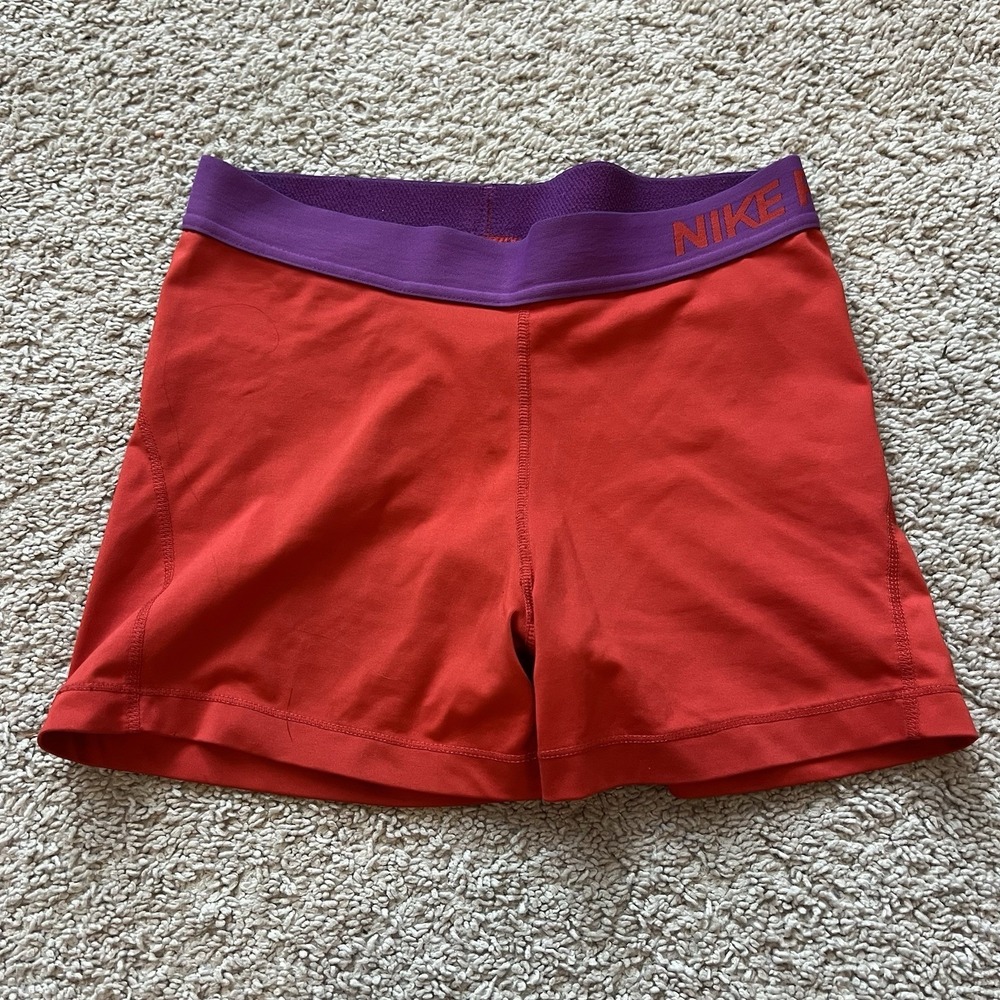 Nike Pro Athletic Compression Shorts Women's Size Medium Red Orange Purple